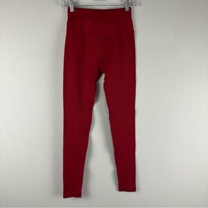 Spiritual Gangster Red Ribbed Athletic Athleisure Workout Leggings Medium Large
